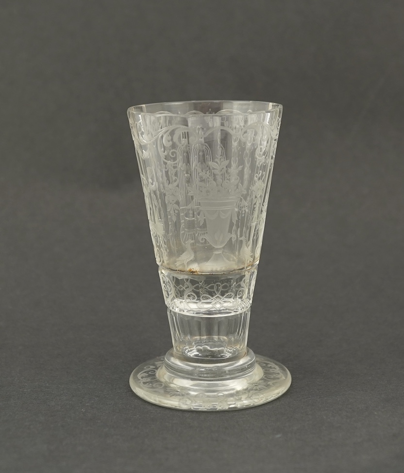 A set of six Lobmeyr engraved beakers, c.1880